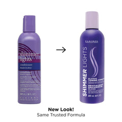 Textura cremosa del acondicionador morado Shimmer Lights para cabello rubio