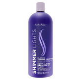 Clairol Professional Shimmer Lights Purple Conditioner bottle neutralizes brass while moisturizing hair