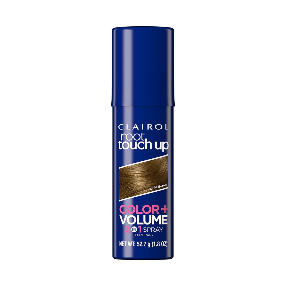 Clairol Root Touch-Up Color + Volume bottle pour covers gray roots instantly
