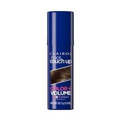 Clairol Root Touch-Up spray bottle provides instant gray coverage and added volume.