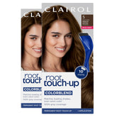Clairol Root Touch-Up kit with brush and bowl for precise at-home application.