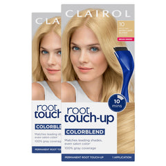Clairol root touch-up kit with brush for at-home seamless application.