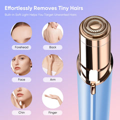Claities USB-rechargeable razor with LED light aids easy grooming anywhere.