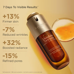 Clarins DOUBLE SERUM pump dispense demonstrates easy daily application