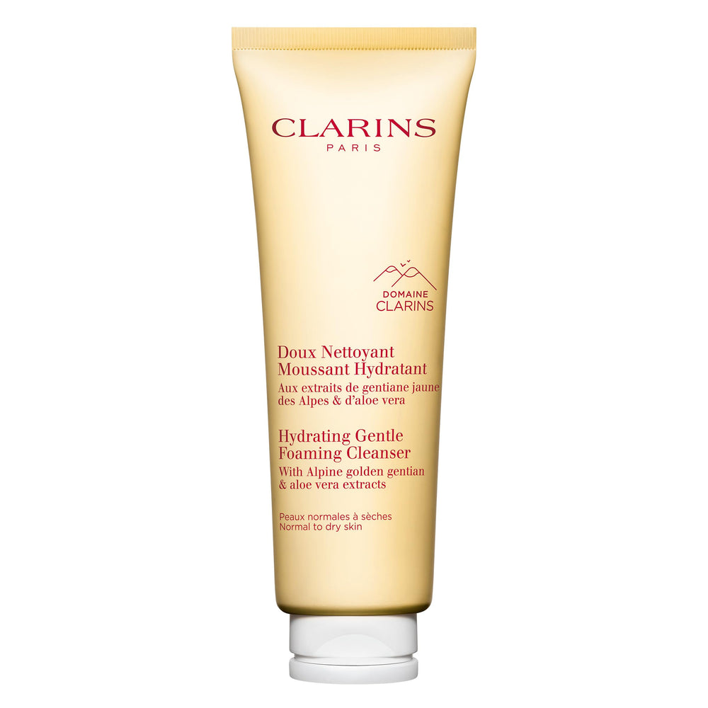 Clarins Hydrating Gentle Foaming Cleanser bottle with pump for easy daily cleansing.