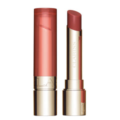 Clarins Lip Oil Balm Lychee tube close-up shows a glossy, hydrating finish for lips.