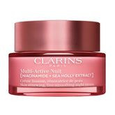 Clarins Multi-Active Night Moisturizer bottle close-up showing rich hydration for the skin