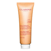 Clarins One-Step Gentle Exfoliating Cleanser bottle showing 3-in-1 action for gentle cleansing