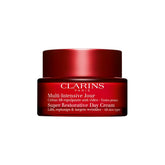 Clarins Super Restorative Day Cream jar closeup highlighting nourishing texture for mature skin.