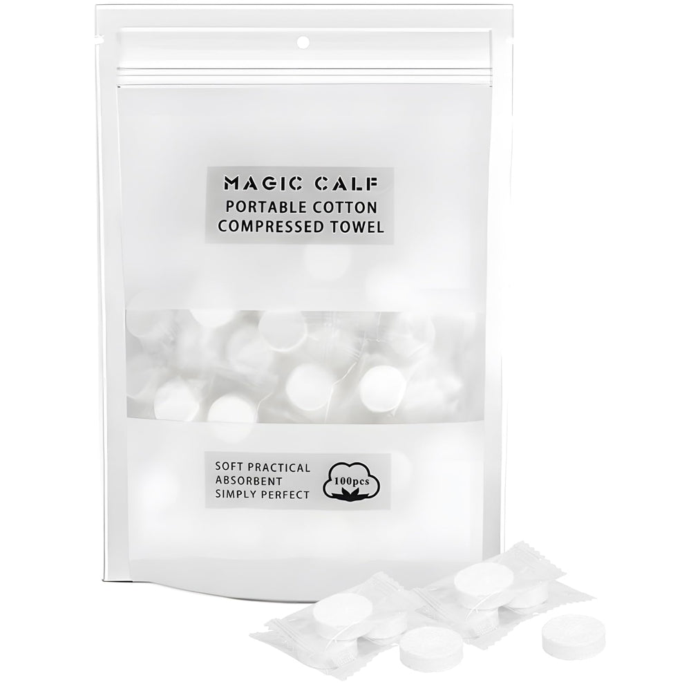 Toalla Classycoo comprimida, 100 piezas en caja, ideal para viajes.