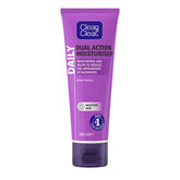 Clean & Clear Dual Action Moisturiser bottle, fragrance-free formula for sensitive skin.