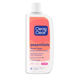 Clean & Clear Essentials bottle close-up showing fragrance-free, oil-free acne toner for clearer skin.