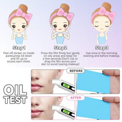 Clean & Clear blotting sheets neatly spread, 60 sheets per pack for daily use.