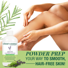 Clean + Easy Absorb Lavender Powder packaging highlights travel-friendly 3.5 oz size.