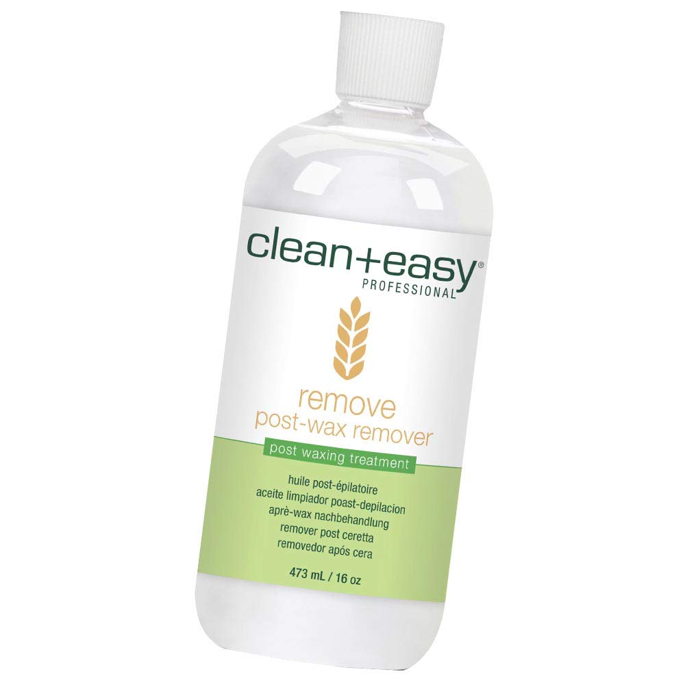 Clean + Easy After Wax Remover bottle with clear post-wax care label