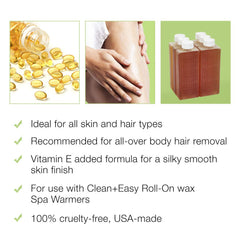 Smooth arm waxing with Clean + Easy Vit E Roll-On Wax