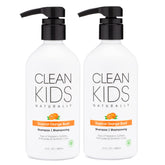 Clean Kids Naturally Tropical Shampoo bottle with orange burst label for gentle cleansing.