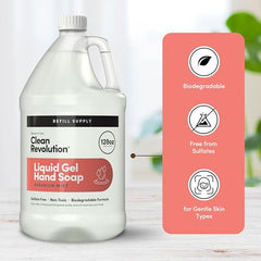 Envase recargable de 128 oz de Clean Revolution para reducir residuos