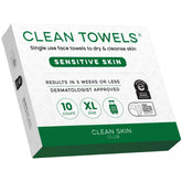 Toallitas Clean Towels XL para piel sensible, ideales para viajar y refrescar la piel.