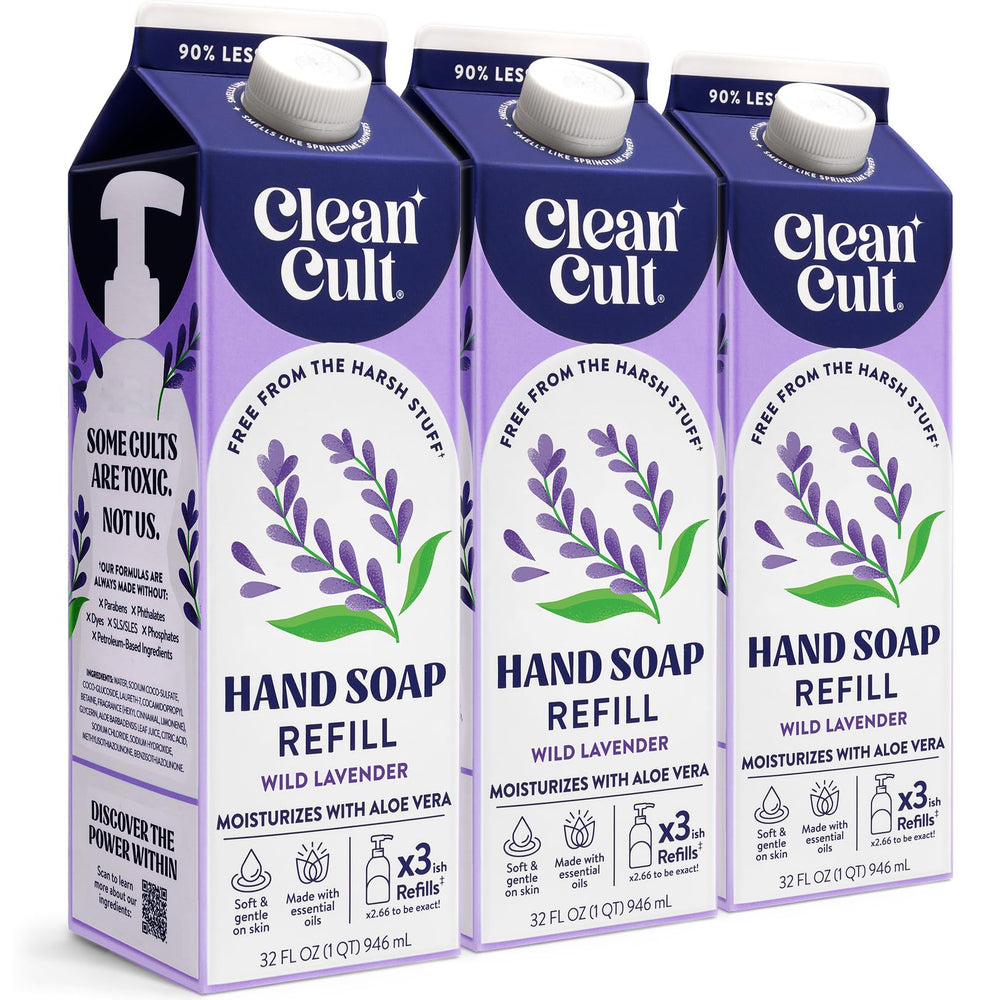 Cleancult jabon manos líquido lavanda con relleno, hidrata piel sensible