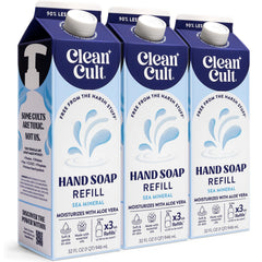 Cleancult Sea Minerals refill bottle showing gentle cleansing for sensitive skin.