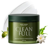 CLEANFULL mascarilla keratina botanica, botella visible para cuidado profundo del cabello dañado