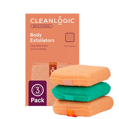 Cleanlogic exfoliating scrubber pack, front view, for smoother skin