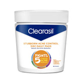 Clearasil Stubborn Acne 5in1 pads pack shot for daily cleansing and oil control.