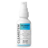 CLEARSTEM CellRenew serum bottle shown for acne care and glow.