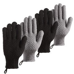 CLEEDY bath exfoliating gloves, lengthened design for broader coverage and easy scrubbing.