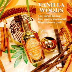 CLESH Vanilla Woods pack-shot highlights the travel-friendly set for on-the-go fragrance.
