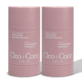 Cleo+Coco deodorant balm applied to underarm for clear, residue-free freshness.