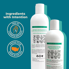 Cleure shampoo label close-up, hypoallergenic and gentle cleansing notes.