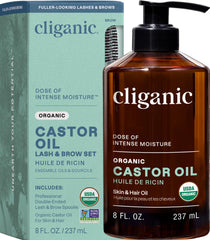 Cliganic Aceite de ricino orgánico en botella de 8 oz para uso diario.