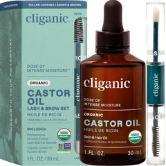 Cliganic aceite de ricino orgánico, botella cristal 1oz, ideal para cuidado cosmético suave