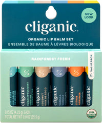 Balsamo labial Cliganic set de sabores con empaque compacto para viaje