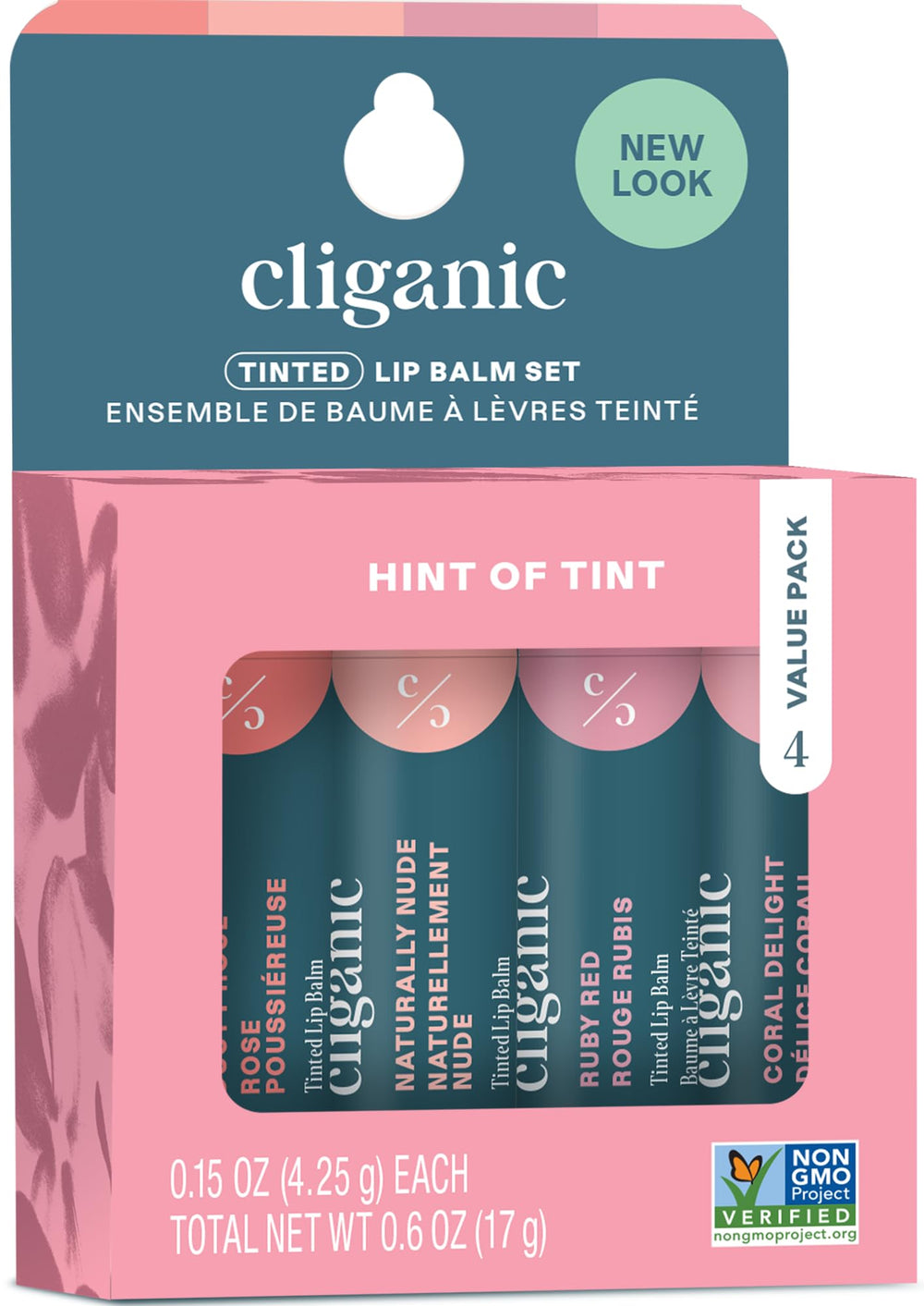 Cliganic Bálsamo Labial Tintado Set Embalaje: hidratación suave y práctico para cualquier ocasión.