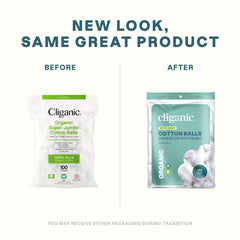 Cliganic cotton balls packaging varies with a new look