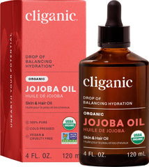 Cliganic Jojoba Oil 4oz bottle shown for everyday facial care and moisturizing.