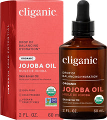 Cliganic Jojoba Oil botella 2oz para rostro y cabello, hidratación suave