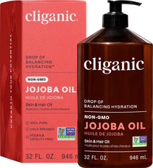 Cliganic Jojoba Oil bulk pump bottle for easy dispensing.