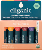 Bálsamo labial orgánico Cliganic, set de seis sabores, hidratación diaria para labios secos.