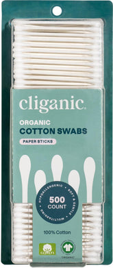 Cliganic organic cotton swabs 500-count pack for everyday precision and gentleness.