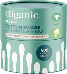 Cliganic Organic Cotton Swabs close-up showing soft cotton tips for gentle use