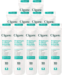 Cliganic Premium Cotton Rounds for Face, bulk 1200, soft and lint-free.