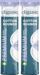 Cliganic Premium Cotton Rounds for Face packaging image, showing soft, lint-free presentation.