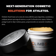 Climbskin ingredients bottle features nourishing oils and butters.