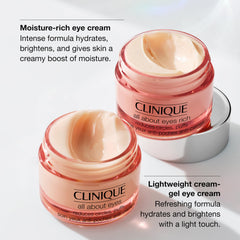 Clinique All About Eyes Rich packaging front to emphasize travel-friendly mini size.