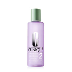 Clinique Clarifying Lotion 2 bottle for dry combination skin, ready for gentle exfoliation.