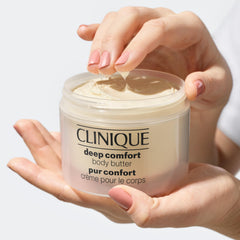 Clinique Deep Comfort Body Butter applied to elbows and knees for softening dry patches